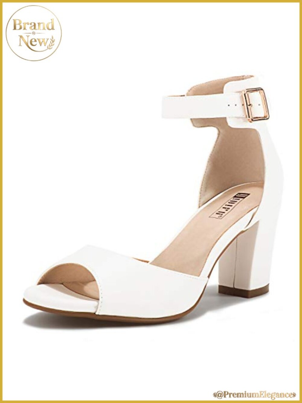 Peep Toe Low Block Heel Sandals Ankle Strap Comfy Chunky Wedding